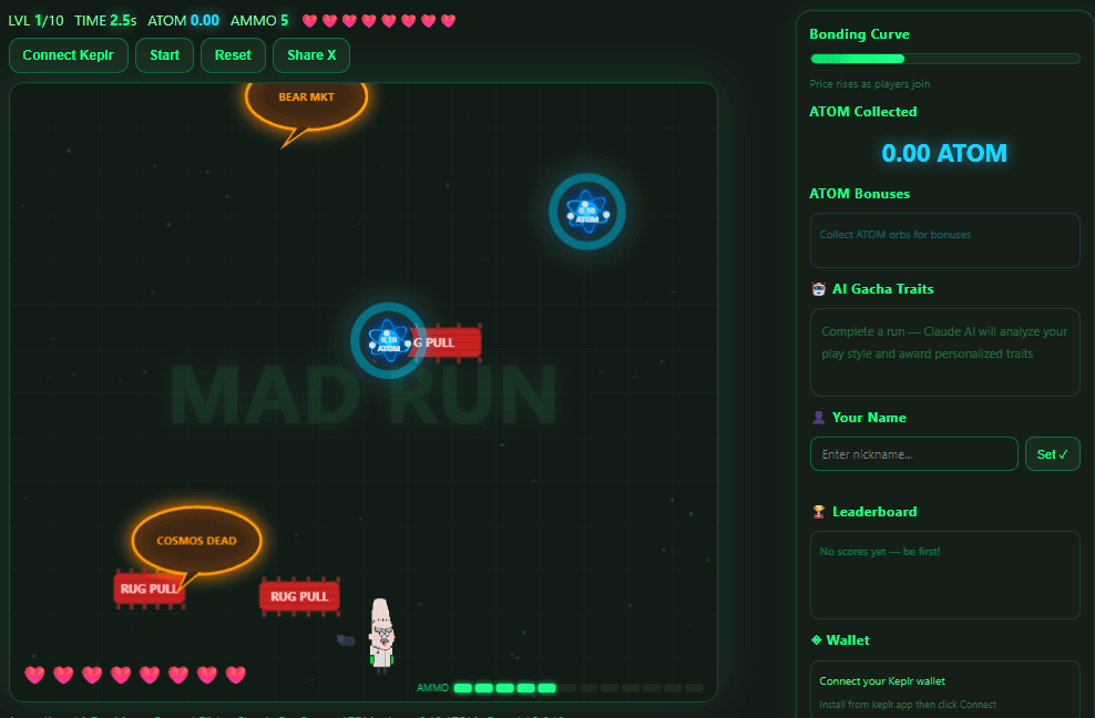 Screenshot of the MAD RUN survival runner game