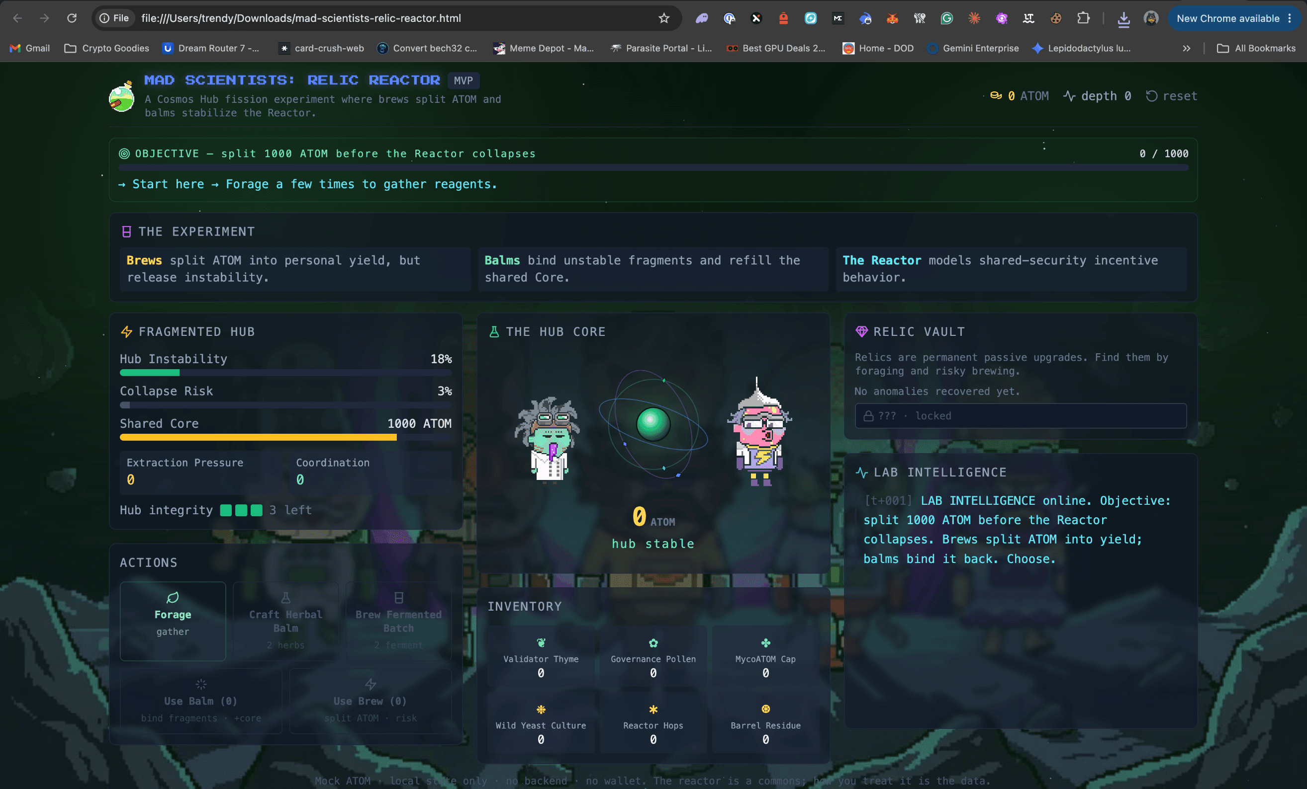 Screenshot of the Relic Reactor crafting interface