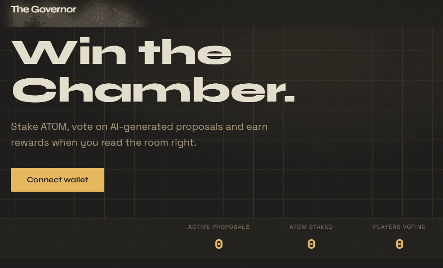 Screenshot of The Governor governance simulator landing page